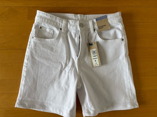 NEU M&S Größe UK 8 weiß Denim Boyfriend Jeans Shorts