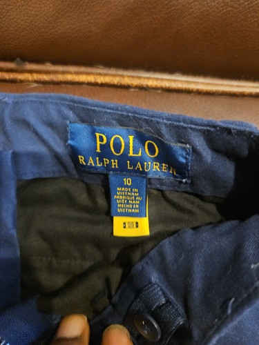 Polo Ralph Lauren Boys Sz 10 Navy Blue Khaki Chino Pants adjustable waist - Picture 2 of 4