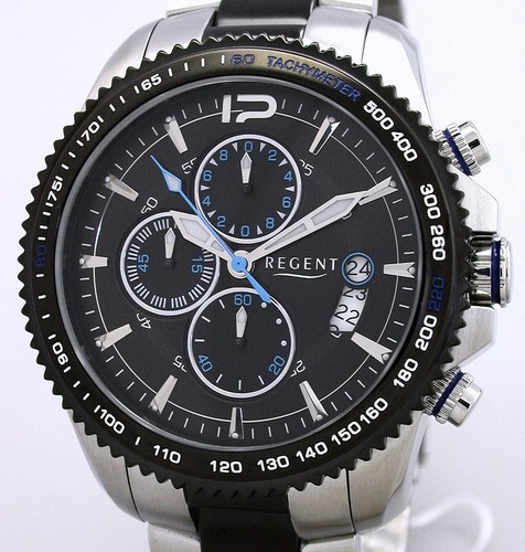 REGENT STEEL Edelstahl Chronograph - SEIKO- Werk - 10 BAR WR - UVP* 168,00 EUR - Picture 1 of 5