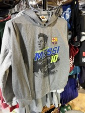 Messi Hoodie FCB Futbol Club Barcelona 10 Boys Gray Size XL Soccer Lightweight