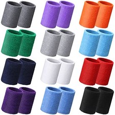24 Pcs 4 Inch Wrist Sweatbands Arm Bands Tennis Gymnastics Classic Color
