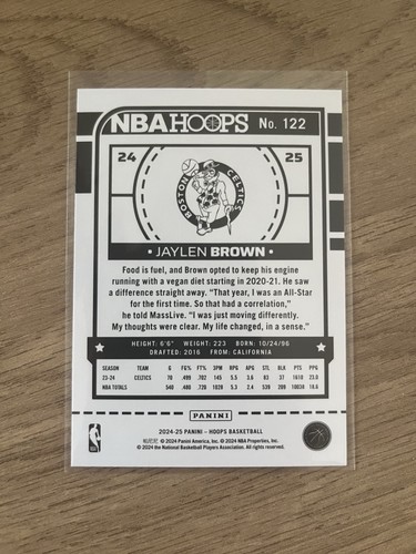 2024-25 Panini NBA Hoops - Jaylen Brown #122 Boston Celtics - Picture 2 of 2