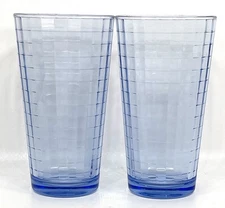 Pasabahce Scotch Blue 6" Drinking Glasses Tumblers Block Optic ~ Set Of 2