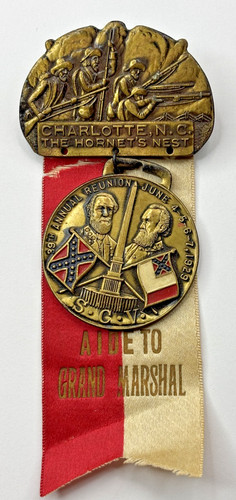 1929 Charlotte N.C. The Hornets Nest S.C.V. Annual Re-union Medal Pin and Ribbon