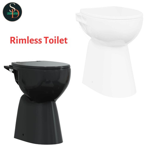 Inodoro moderno alto sin borde asiento de cierre suave 7 cm más alto inodoro de cerámica vidaXL - Imagen 1 de 21