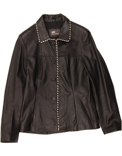 AVIATRIX Womens Leather Jacket UK 14 Large Black Leather BQ10 - 第 1/3 張圖片