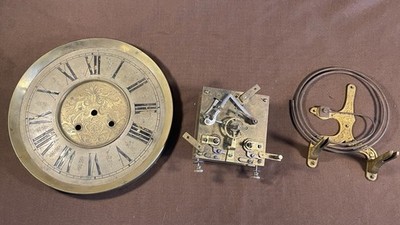 Rare Antique Gustav Becker Clock Movement Key Wound Gong Dial Parts Repair Clock