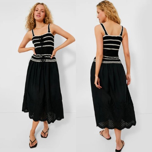 NWT En Saison Tuckernuck Lucia Maxi Dress Black Crochet Peplum Large $168 - Bild 2 von 7