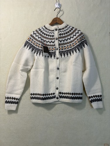 Turi Norway maglione cardigan donna grigio lana maglia taglia M vintage nuovo con etichetta - Foto 1 di 15