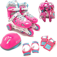 Inline Training Skate Combo Set - Pink/Purple, Girls - Medium Sizes 1-4