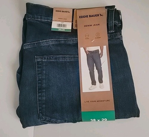 Eddie Bauer Men's Stretch Straight Fit Denim Jeans, Blue, Size 38X29 NWT - Picture 1 of 4