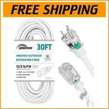 12 Gauge Lighted End Extension Cord - 30FT Outdoor & Indoor Power Solution