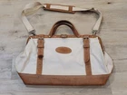 J. Peterman Company Vintage Canvas Leather Duffle Bag 17.5x8.5x13