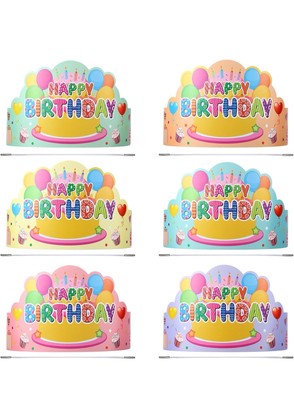 Yunsailing 36 Pcs Happy Birthday Crowns for Kids For  Classroom Macaron Color