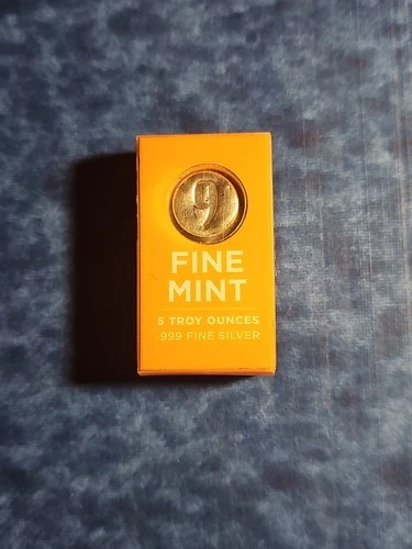 5 oz Cast-Poured Silver Bar – 9Fine Mint .999 Fine Silver Bullion