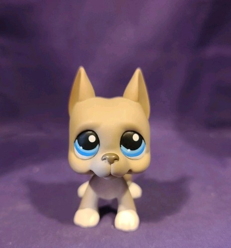 Authentic Littlest Pet Shop #184 Great Dane Puppy Dog Gray White Red Magnet LPS - Picture 2 of 8