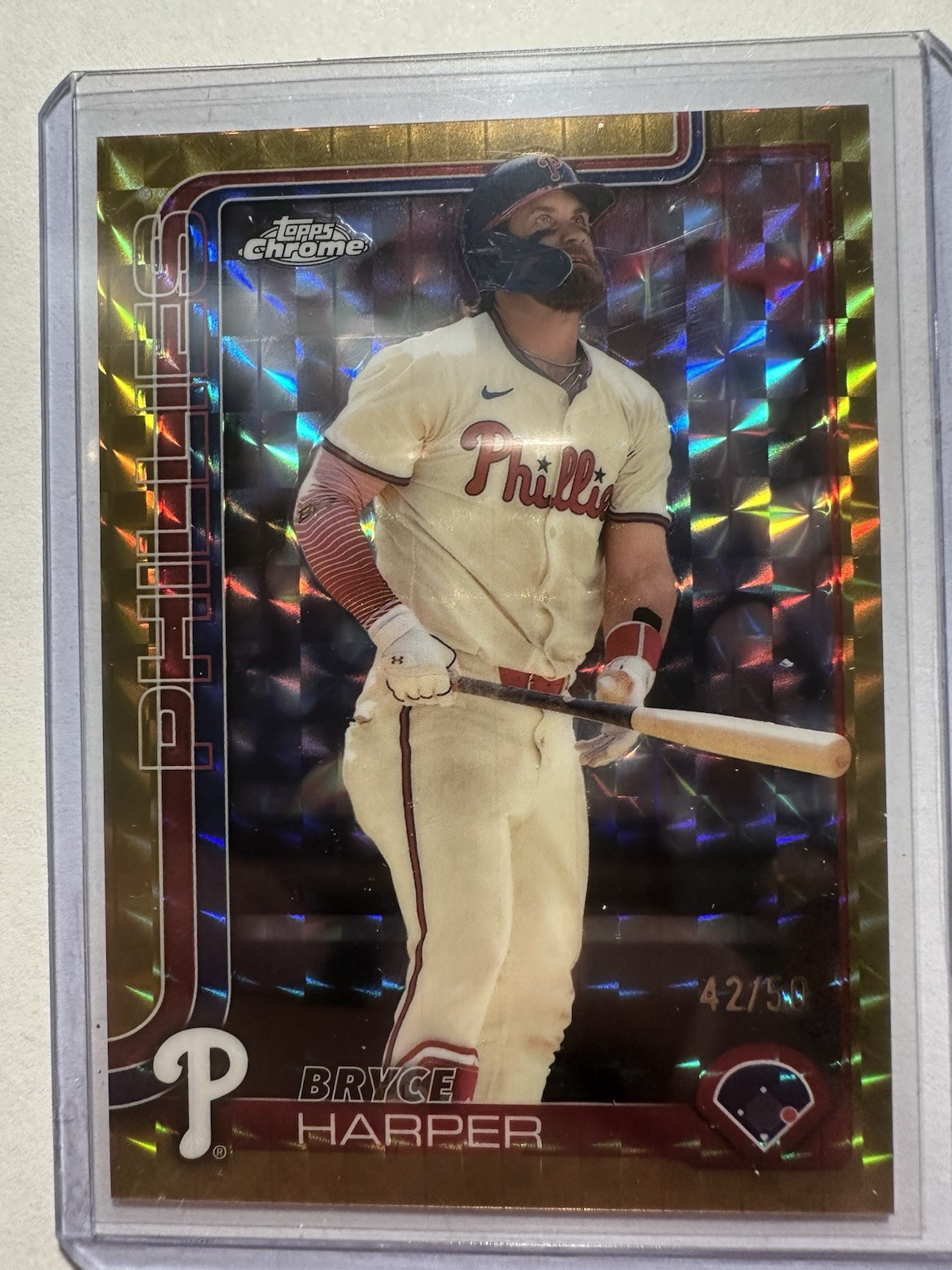 2025 Topps Chrome  BRYCE HARPER #150 Phillies Gold Geometric  Refractor /50