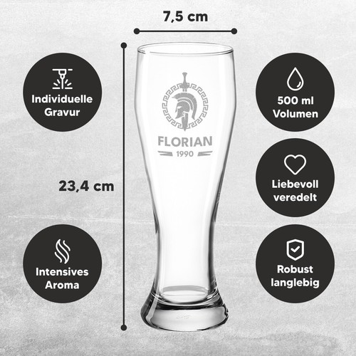 Wheat Beer Glass 0,5L & Wooden Box With UV Print - Personalized Gun - Bild 53 von 63