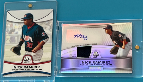 2010 BOWMAN PLATINUM + JERSEY RELIC - AUTO - NICK RAMIREZ (RC's) Serial #'d /740 - Picture 5 of 5