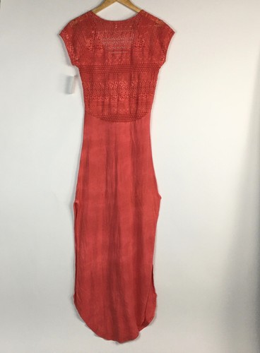 Free People Maxi Abito Pizzo Pizzo In Fragola Donna Taglia M Difetti Nuovo con etichette - Foto 11 di 23