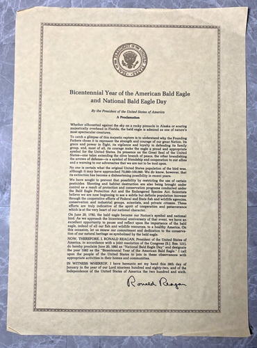 Vintage National Bald Eagle Day Declaration 1982 14x10 in. *COPY* - Picture 2 of 4