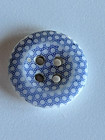 15/16" Antique Blue Calico China Button Dots Circles - Medium - Large Size