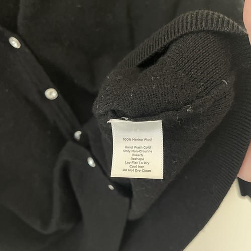 Cárdigan negro 100 % pura lana merino italiana botones estrás - mediano - Imagen 6 de 9