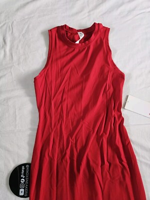 strapless open back dress Asymmetrical Red Midi Dress with Neck Tie main image 1