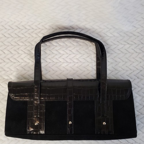 Maxx New York Black Suede & Crocodile Embossed Handbag - Bild 6 von 13