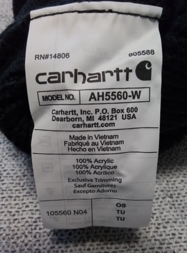 NUOVO cappello Carhartt Beanie adulto taglia unica nero logo e toppa maglia uomo OSFA - Foto 4 di 4