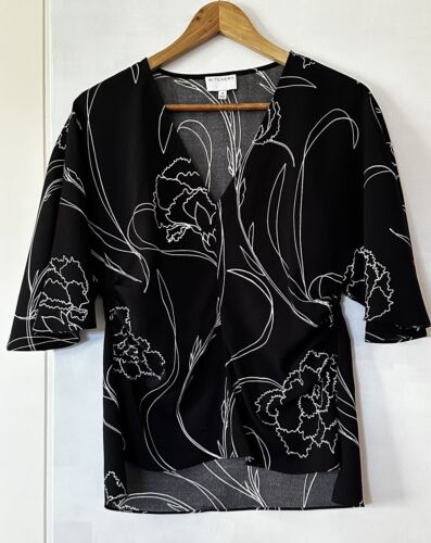 Witchery Black Top With White Swirls S 8 EUC