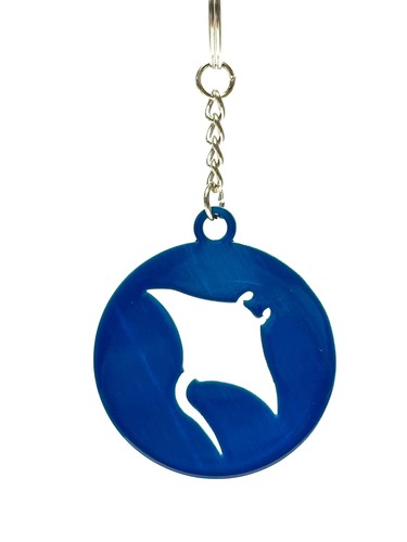 Manta Ray Keychain – Coastal Blue Vibes - Made in the USA - Afbeelding 1 van 2