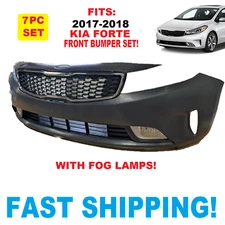 2017 2018 FITS KIA FORTE FRONT BUMPER SET GRILL FOG LAMPS NEW NOT PAINTED