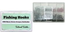 Tailored Tackle Fishing Hooks Kit 150 Pc Box EWG Worm Circle Octupus Baitholder