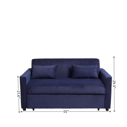 Adjustable 3in1 Multi-Functional Corduroy Sleeper Couch Pull-Out Futon Sofa Bed - Picture 47 of 48