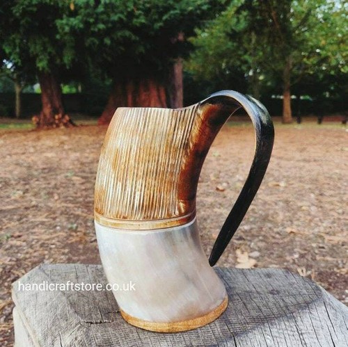 Horn Mug | Viking Tankard | Horn Tankard | Ale, Wine, Beer Mug | Ox-Horn Mug - Afbeelding 1 van 10