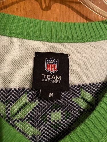 NFL Team Apparel Seattle Seahawks Green Navy Gray Medium Women’s Long Sweater - Picture 3 of 8