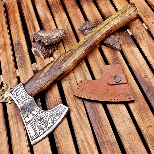 Custom Handmade CARBON Steel Viking Axe, Hatchet Axe, Axe, Sheath, TN-4500