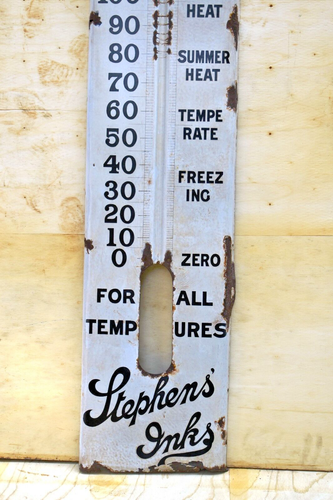 Vintage Stephen's Ink Sign Board Porcelain Enamel Thermometer Advertising Coll - Picture 3 of 8