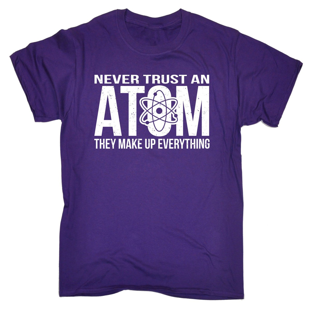 Never Trust An Atom They Make Up Everything Science T-Shirt - Medium Navy Blue Adult Tee - View #10