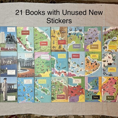 Lot Educational Sticker Books Vintage 1960 Geographical Society History Culture