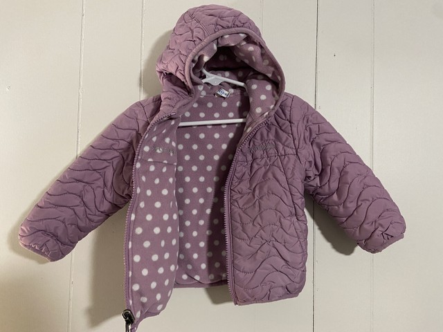 Columbia Baby Girls Reversible Jacket 12-18 Months Purple Puffer Fleece Columbia Baby Girls Reversible Jacket 12-18 Months Purple Puffer Fleece