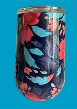 Members Mark 16 oz Stainless Blue Floral Print Tumbler with Lid
