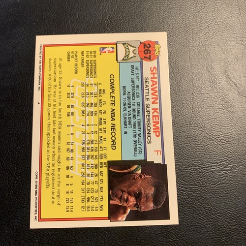 #267 Shawn Kemp Seattle Supersonics 1992/93 Topps dorado, 36a - Imagen 3 de 3