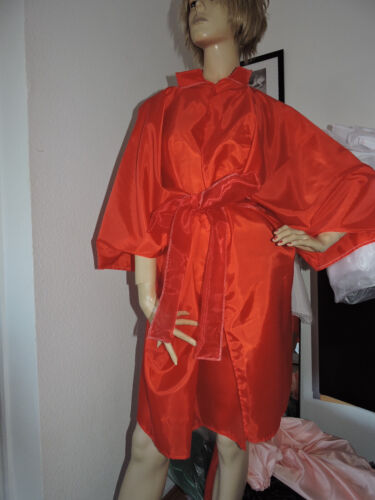 Raschel Taft Kittelkleid Schürze Sissy Nylon Negligee XXL glutrot - Bild 5 von 6