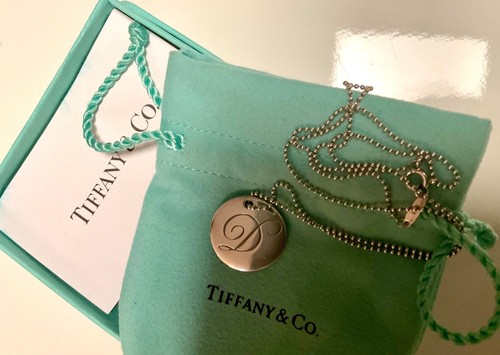 Tiffany & Co. Letter Initial D Sterling Silver Large Disc Pendant on 45cm Chain - Picture 8 of 11