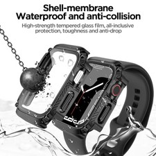 For Apple Watch Series 9 8 7 Case Tempered Glass Screen Protector Cover 41/45MM