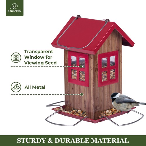 Kingsyard Hanging Wild Bird Feeder Hopper Seed Feeder Outdoor Yard Garden Decor - Picture 7 of 13