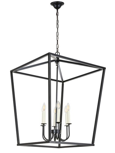 BLACK DINING ROOM KITCHEN ISLAND COUNTRY COTTAGE FARMHOUSE 6 LIGHT CHANDELIER - Picture 7 of 8