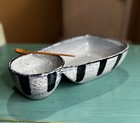Mud Pie - Reactive Chip and Dip Set, 11" plus spoon Black White